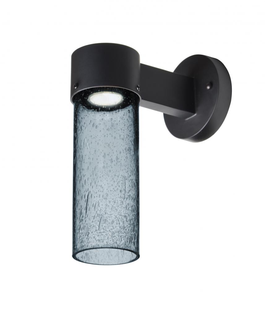 Besa, Juni 10 Outdoor Sconce, Blue Bubble, Black Finish, 1x4W LED