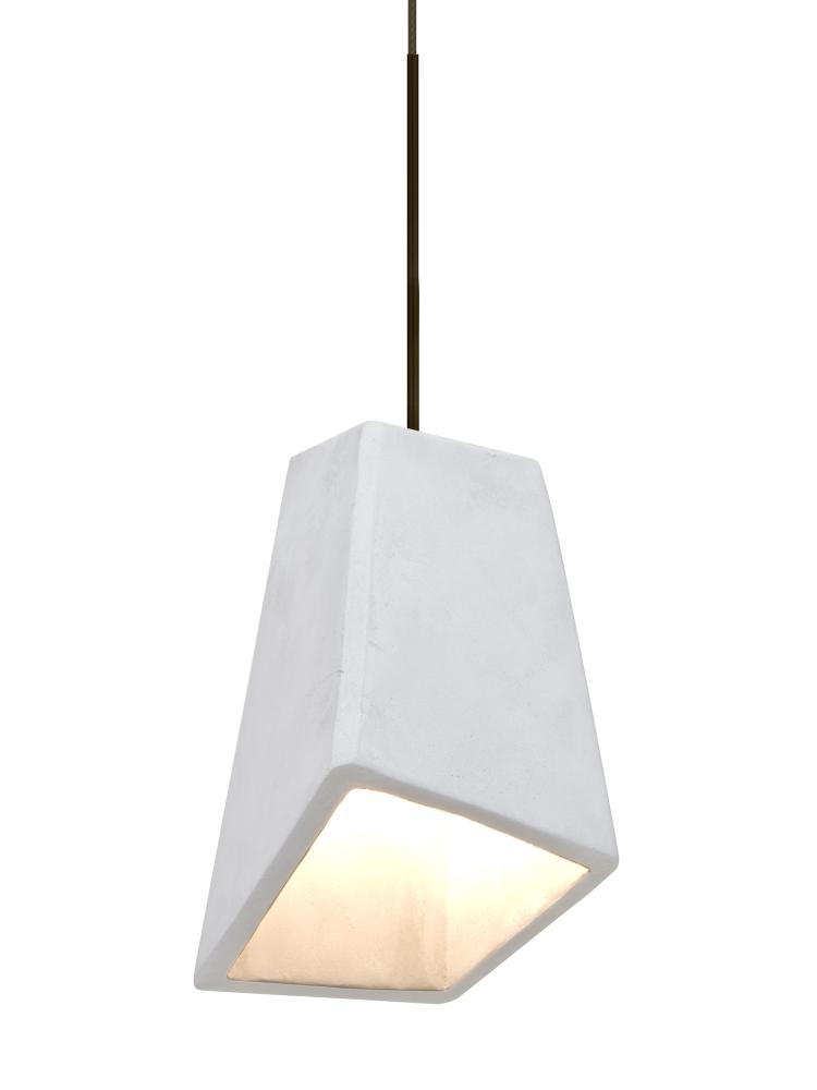 Besa Skip Cord Pendant, White, Bronze Finish, 1x9W LED