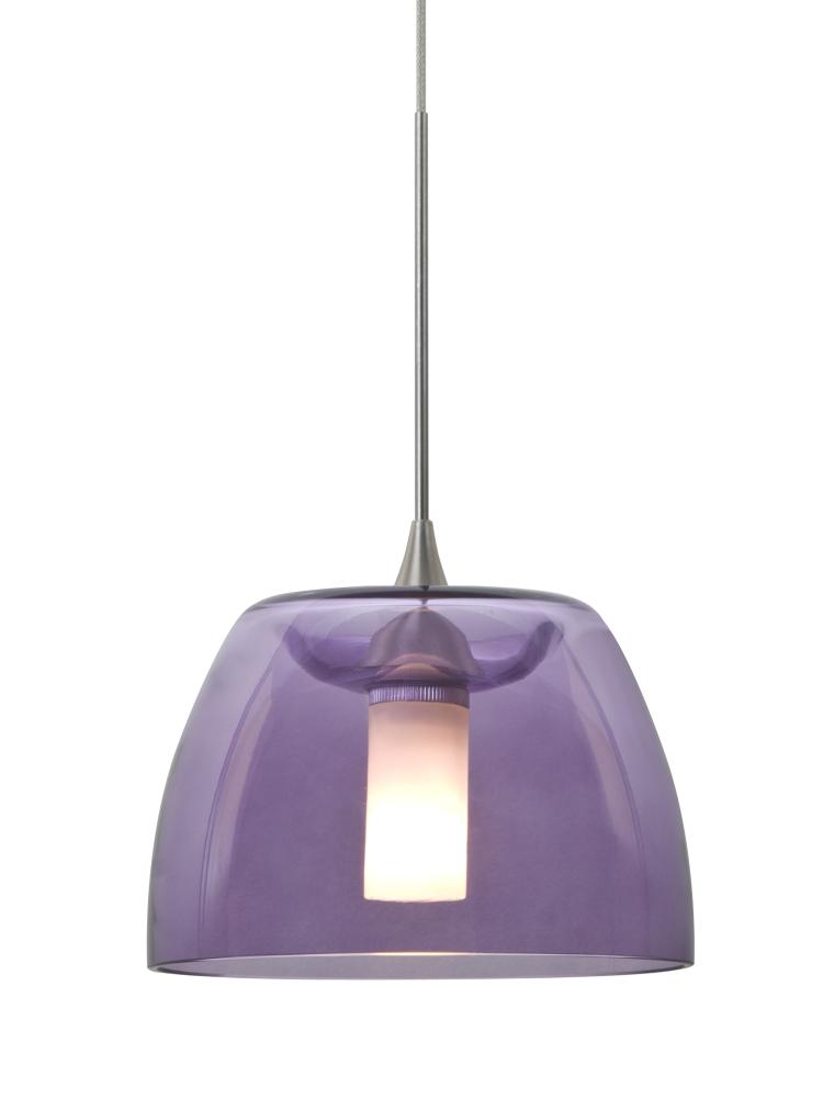 Besa Spur Cord Pendant, Plum, Satin Nickel Finish, 1x35W Halogen