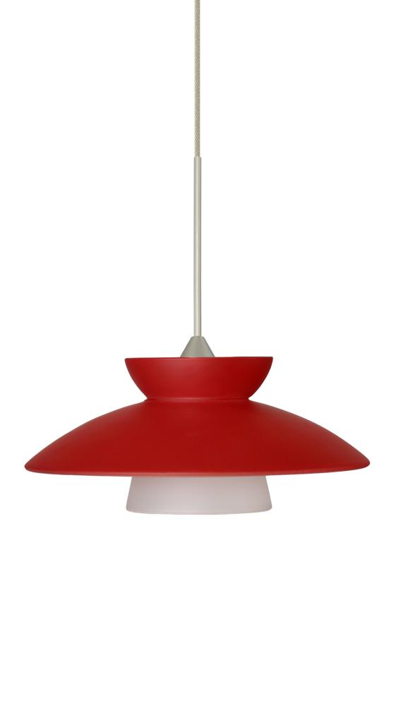 Besa Pendant For Multiport Canopy Trilo 7 Satin Nickel Red Matte 1x5W LED