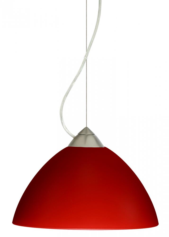 Besa Tessa Cable Pendant Red Matte Satin Nickel 1x75W Medium Base