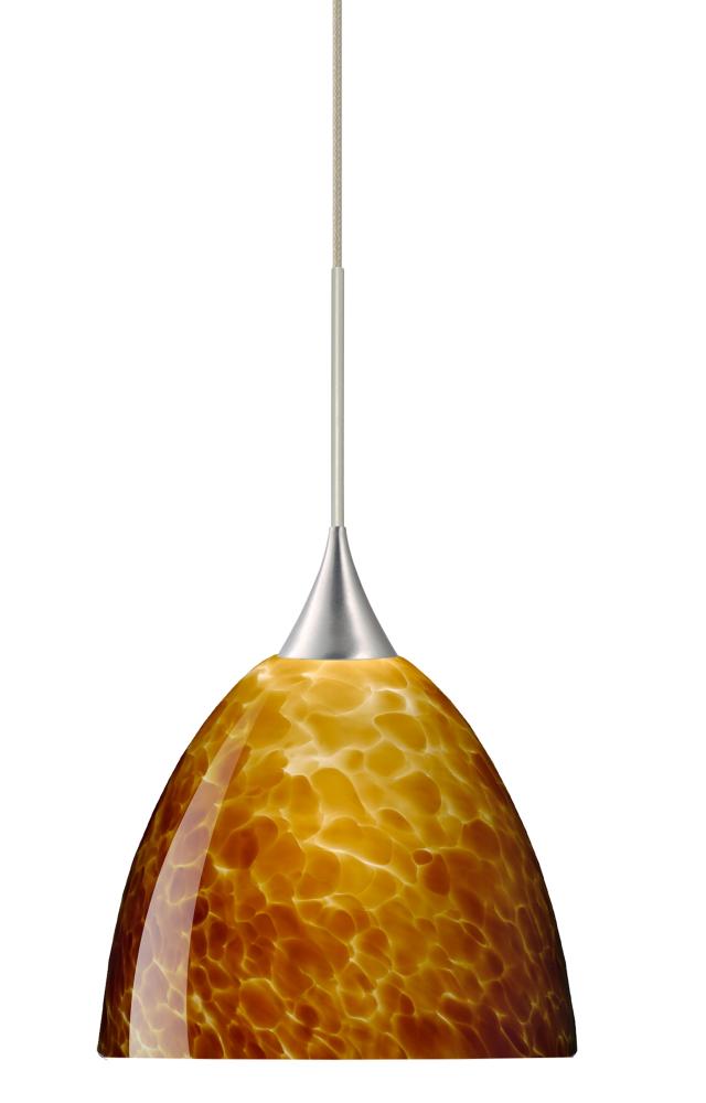 BESA PENDANT SASHA SATIN NICKEL AMBER CLOUD 1X6W LED