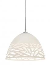 Besa Lighting 1JT-KIEVWH-LED-SN - Besa Kiev Pendant, White, Satin Nickel Finish, 1x9W LED