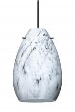 Besa Lighting 1XC-1713MG-BK - Besa Pendant Pera 6, Black Finish, Marble Grigio 1x50W MAX GY6.35 Base