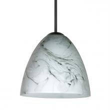 Besa Lighting J-4470MG-BK - Besa Vila Pendant For Multiport Canopy Black Marble Grigio 1x60W MAX E26 Base