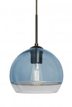  J-ALLY8BL-EDIL-BR - Besa, Ally 8 Cord Pendant For Multiport Canopy, Coral Blue/Clear, Bronze Finish, 1x5W