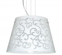 Besa Lighting 1KV-4394WD-SN - Besa Pendant Amelia 18 Satin Nickel White Damask 3x100W A19