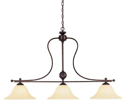 Three Light English Bronze Finish Island Light