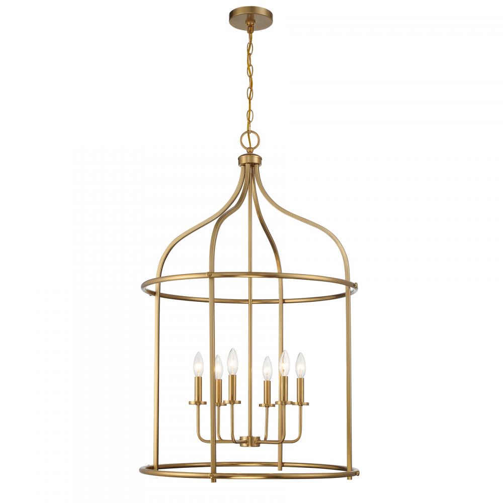 Brookstone 6-Light Pendant in Warm Brass