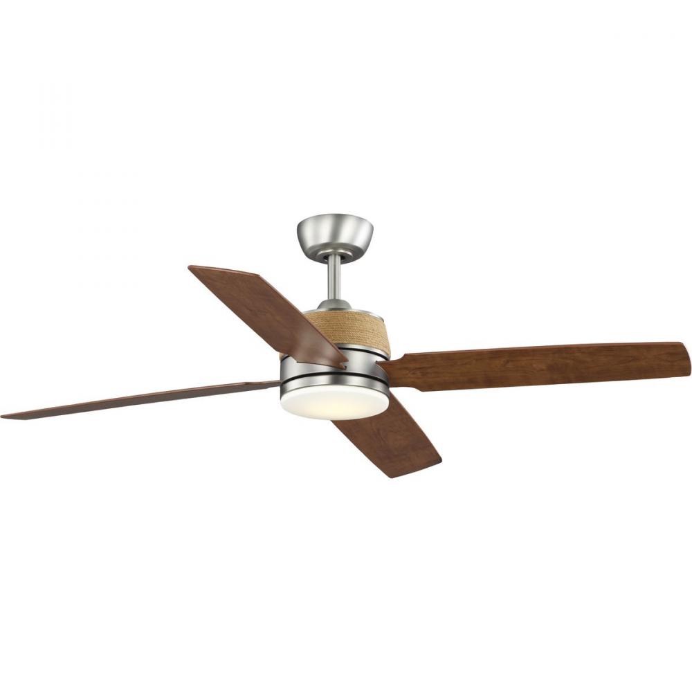 Schaffer II Collection 56 in. Four-Blade Antique Nickel Modern Organic Ceiling Fan with Integrated L