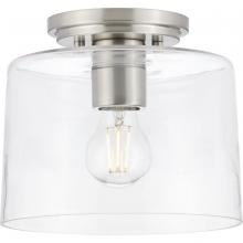 Progress P350213-009 - Adley Collection One-Light Brushed Nickel Clear Glass New Traditional Flush Mount Light