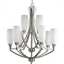 Progress P4439-09 - Wisten Collection Nine-Light Brushed Nickel Etched Glass Modern Chandelier Light