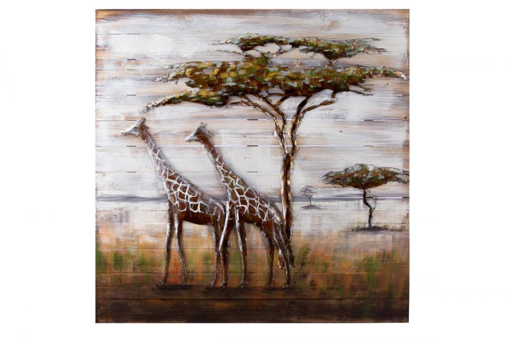 GIRAFFE WITH BANANA Mixed Media Decorative Art Animal 