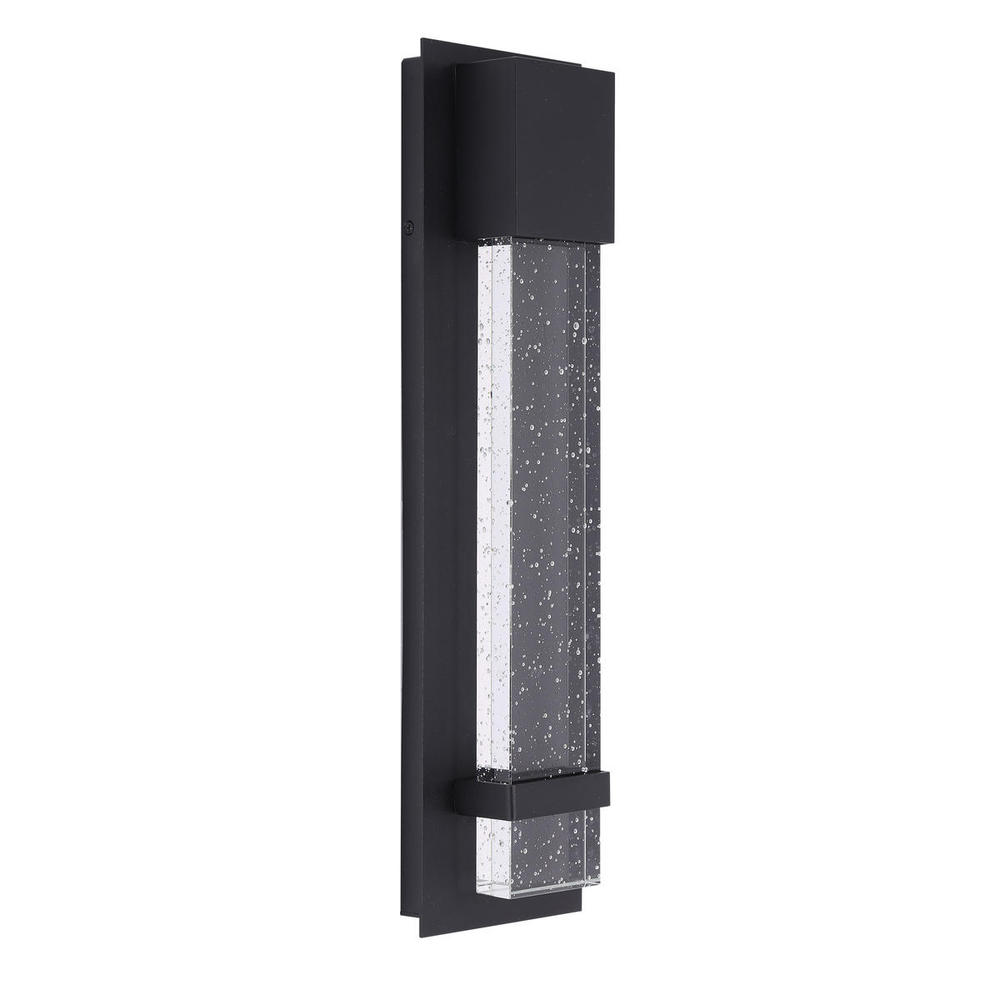 1x11W LED Outdoor Wall Light With Matte Black Finish & Clear Seeded Glass