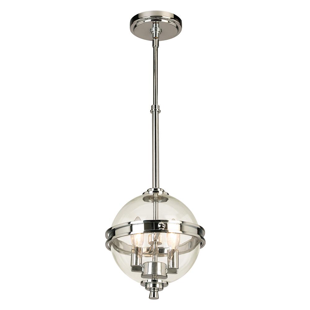 2 LT Pendant Chrome With Clear Glass 60W B10 Bulbs