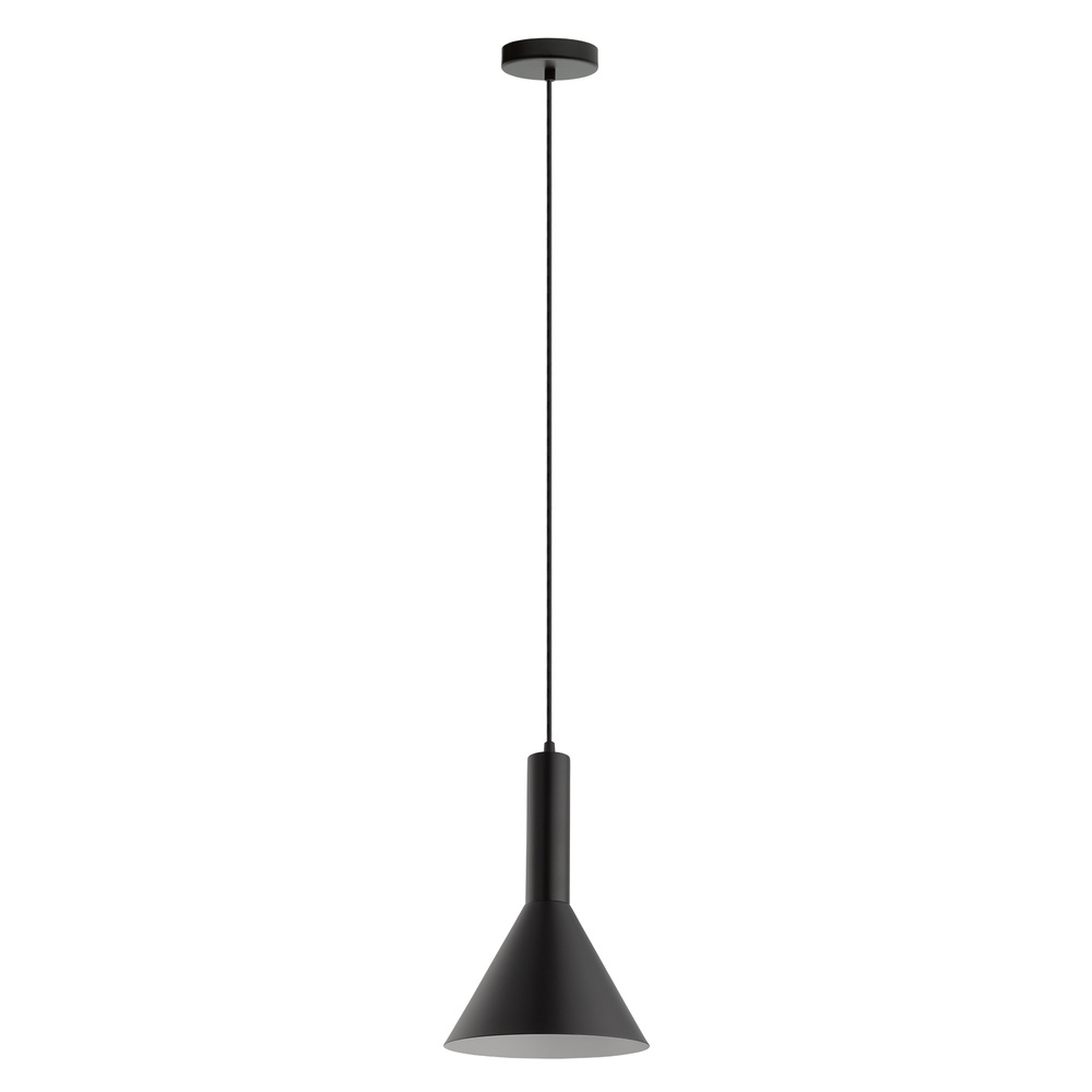 1x60W Mini Pendant w/ Black exterior and White interior finish