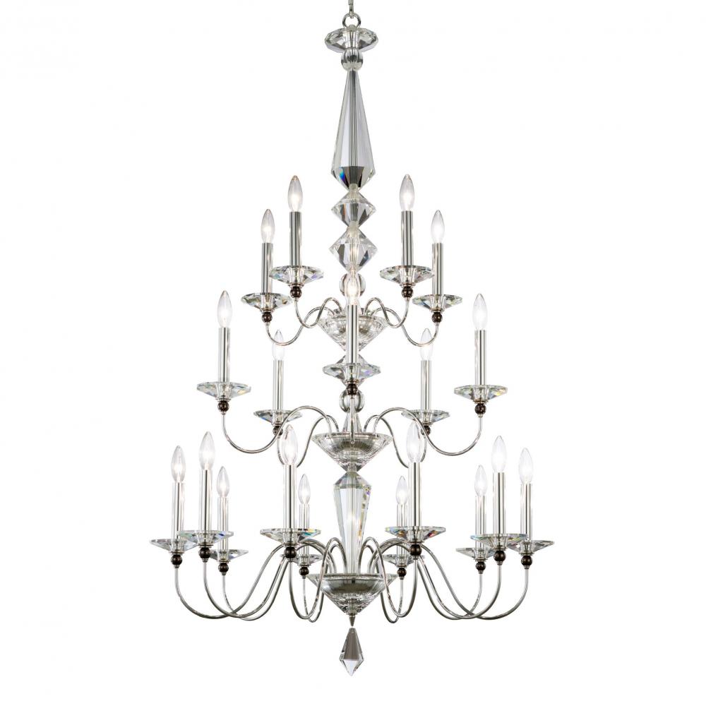 Jasmine 20 Light 120V Chandelier in Polished Silver with Optic Crystal