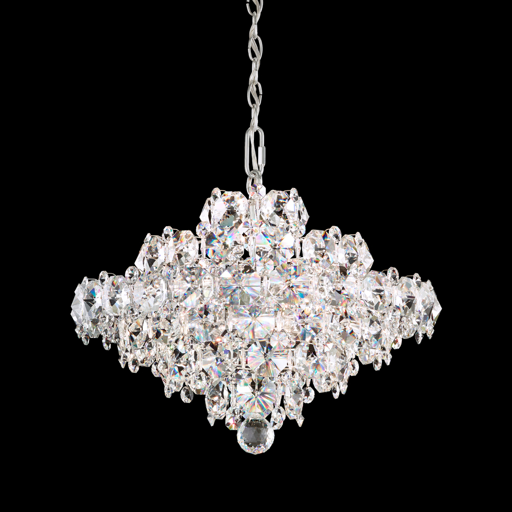 Baronet 8 Light 120V Pendant in Polished Stainless Steel with Optic Crystal