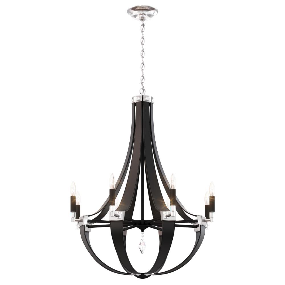 Crystal Empire 8 Light 120V Chandelier in Grizzly Black with Radiance Crystal