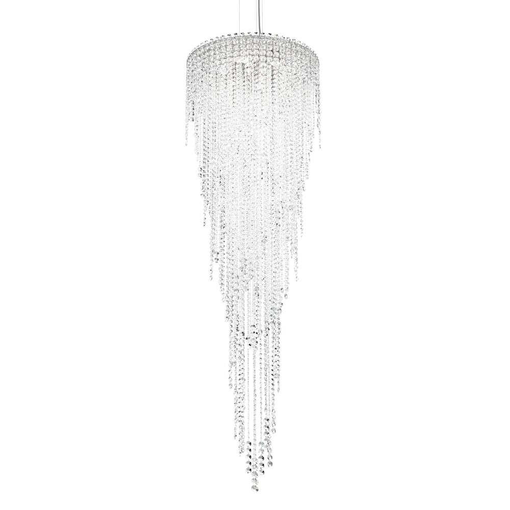 Chantant 6 Light 120V Pendant in Polished Stainless Steel with Optic Crystal