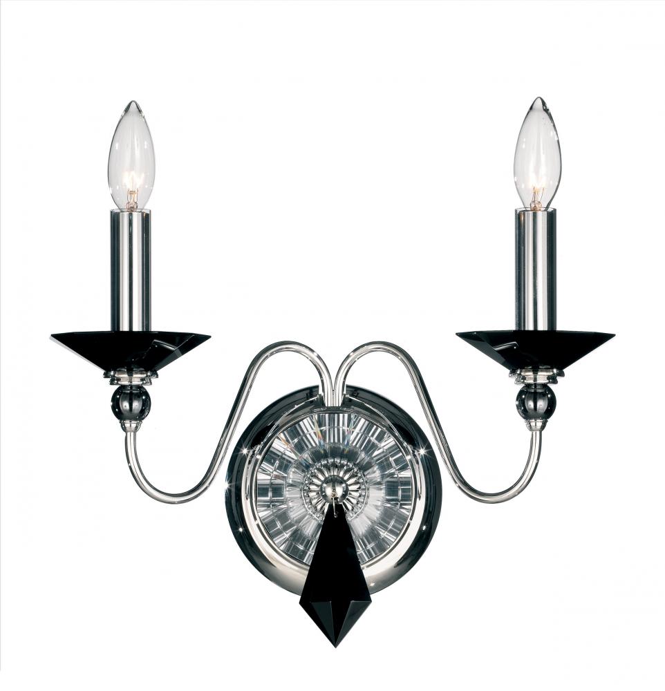 Jasmine 2 Light 120V Wall Sconce in Polished Silver with Optic Crystal