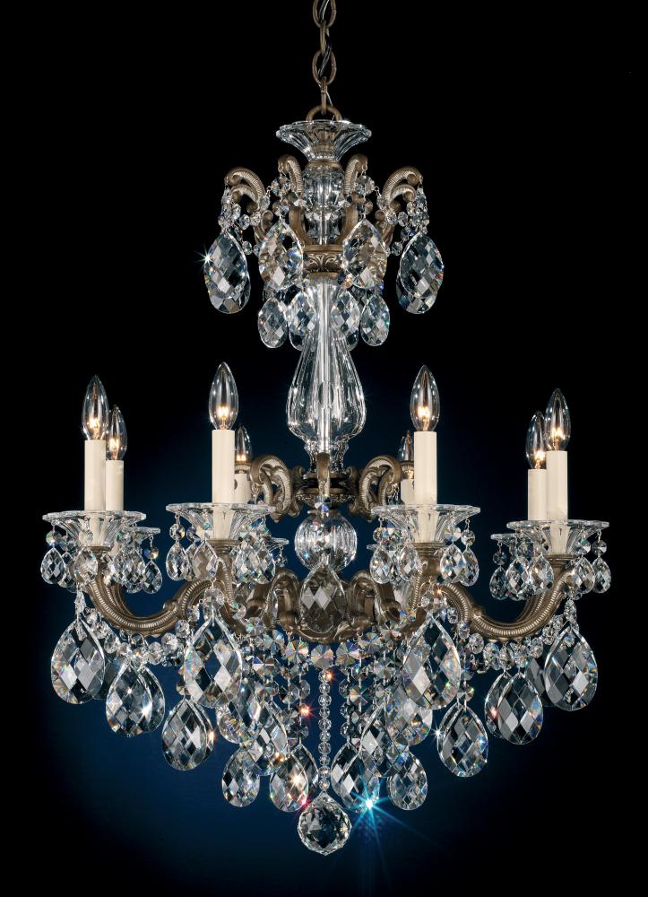 La Scala 8 Light 120V Chandelier in Heirloom Bronze with Clear Heritage Handcut Crystal