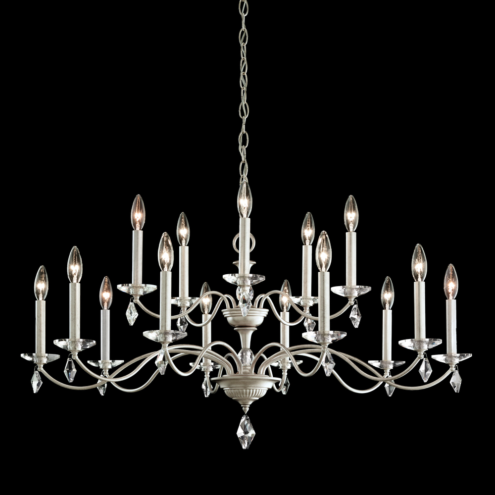 Modique 15 Light 120V Chandelier in Antique Silver with Heritage Handcut Crystal