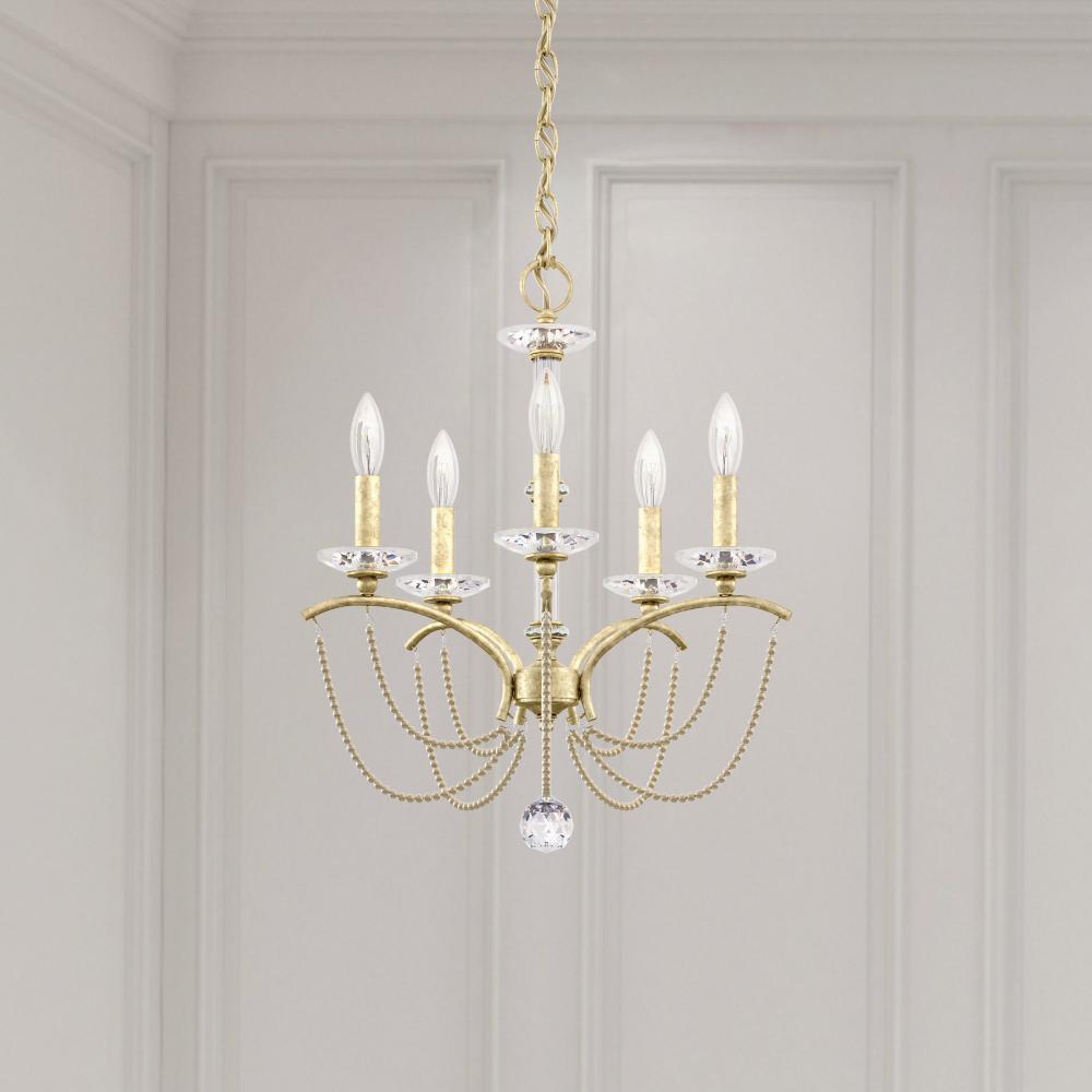 Priscilla 5 Light 120V Chandelier in Antique Silver with Optic Crystal