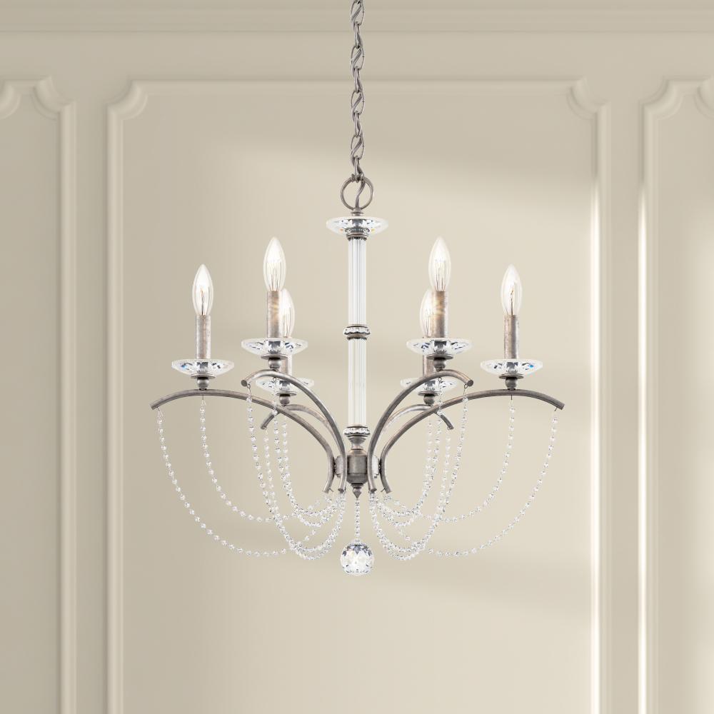 Priscilla 6 Light 120V Chandelier in Heirloom Silver with Optic Crystal