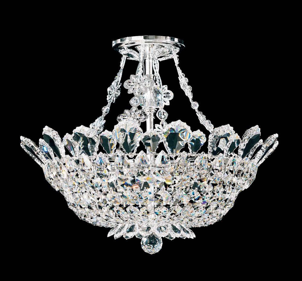 Trilliane 8 Light 120V Semi-Flush Mount in Polished Stainless Steel with Heritage Handcut Crystal