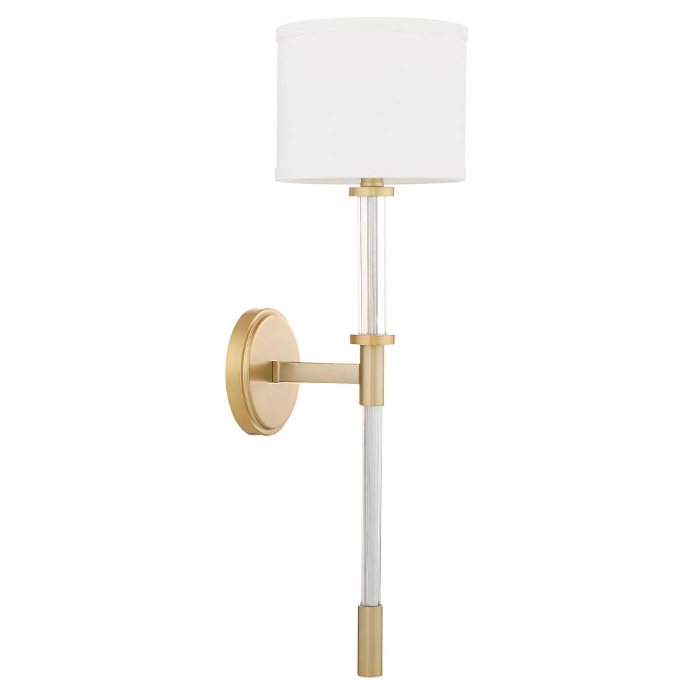 Hightower 1 Light Wall Sconce | Aged Brass | Clear