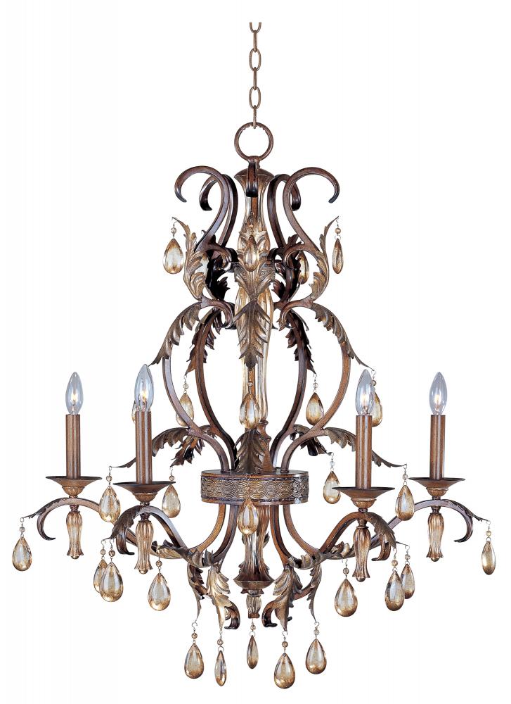 Five Light Wood Up Chandelier