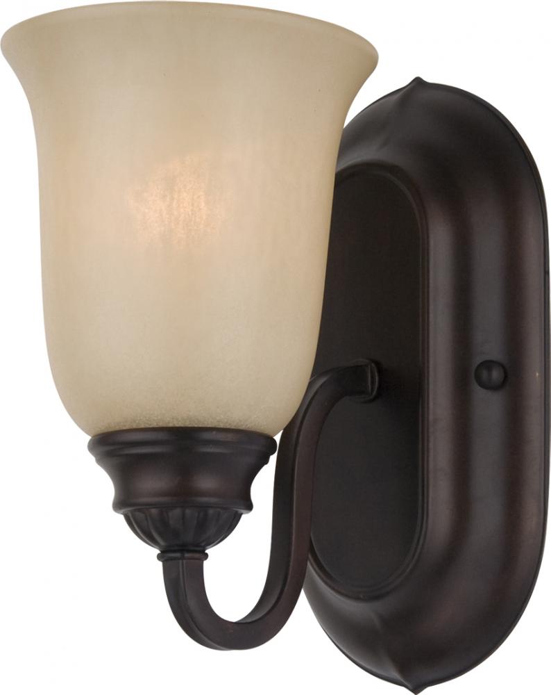 One Light Satin Nickel Marble Glass Bathroom Sconce