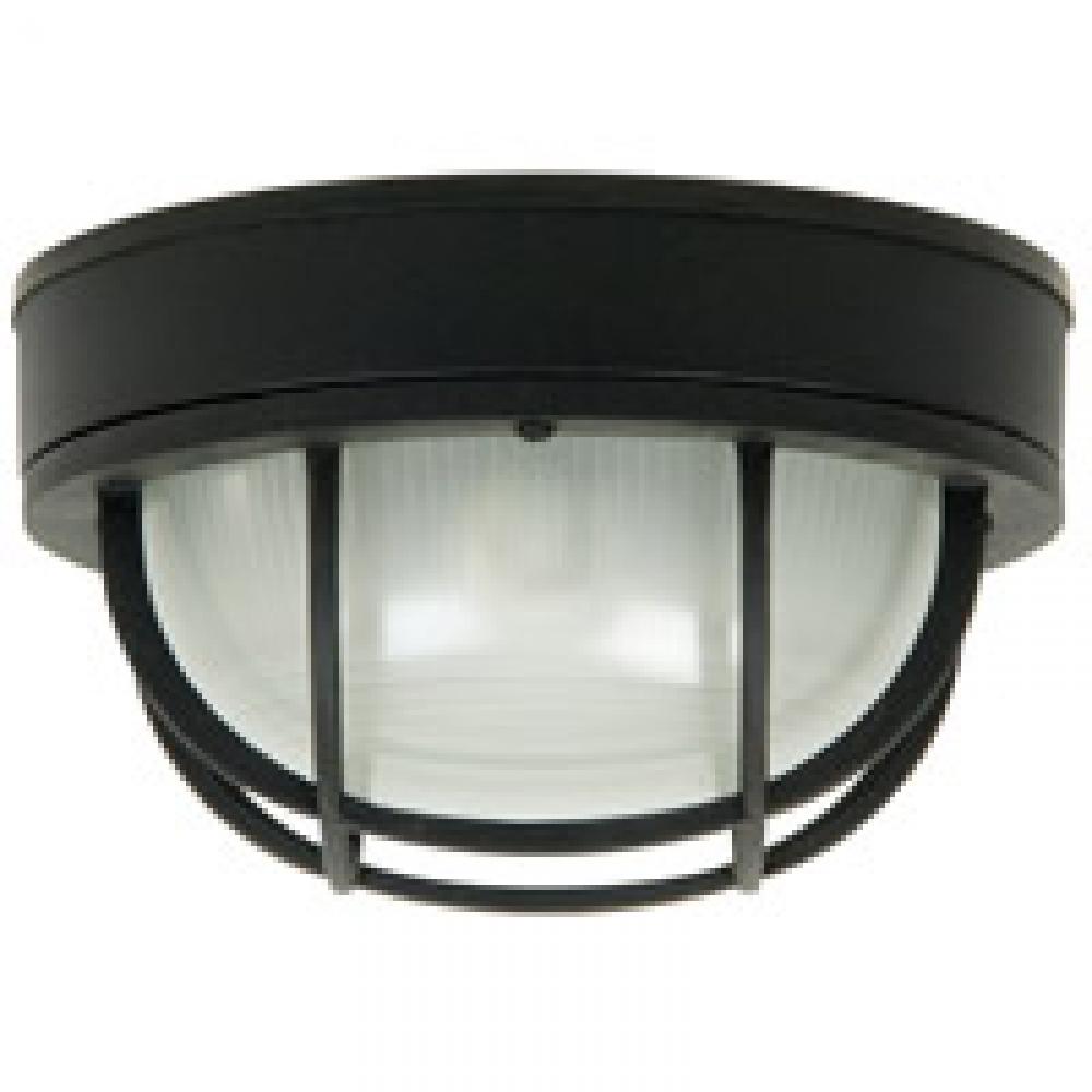 Round Bulkhead 1 Light Large Flush/Wall Mount in Textured Black