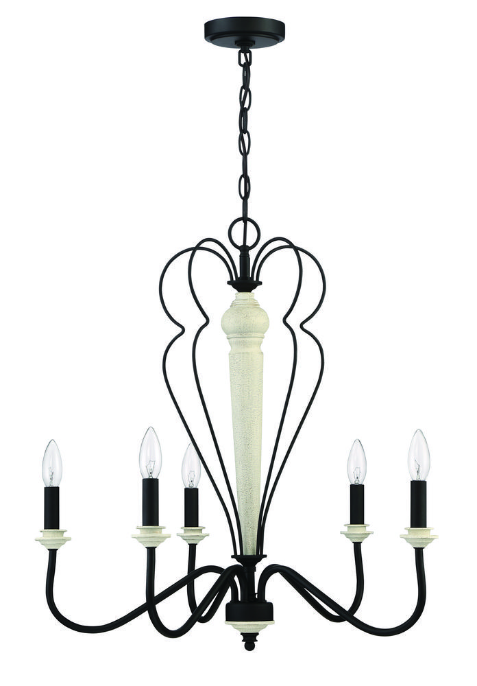 Anna 5 Light Chandelier in Cottage White/Espresso