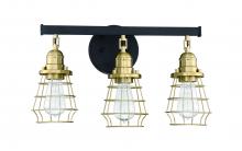 Craftmade 50603-FBSB - Thatcher 3 Light Vanity in Flat Black/Satin Brass