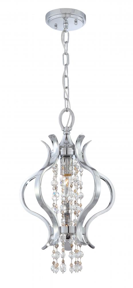 Crystorama Flow 1 Light Crystal Chrome Mini Chandelier