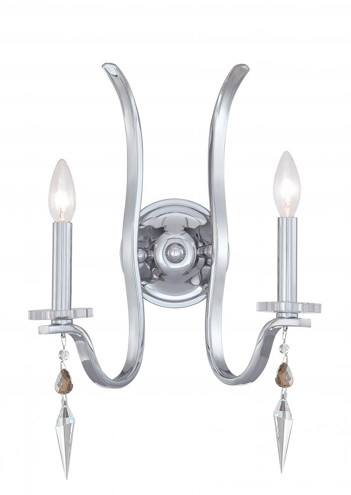 Flow 2 Light Crystal Chrome Sconce