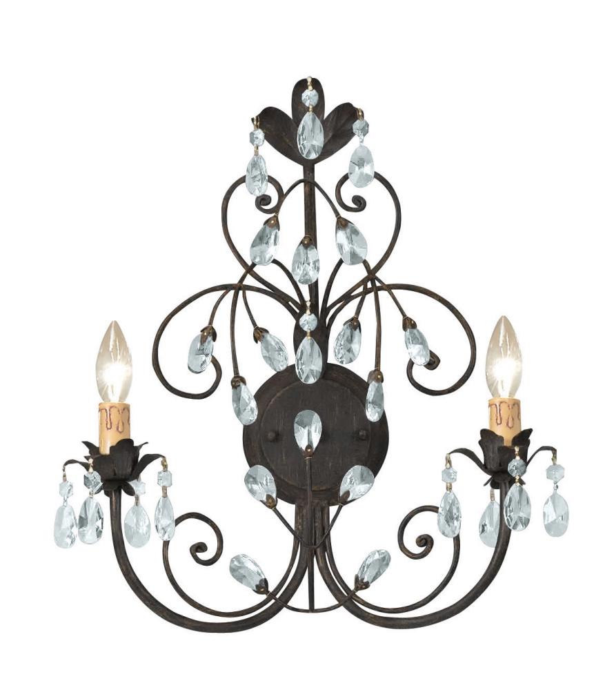 Crystorama Victoria 2 Light Rust Sconce