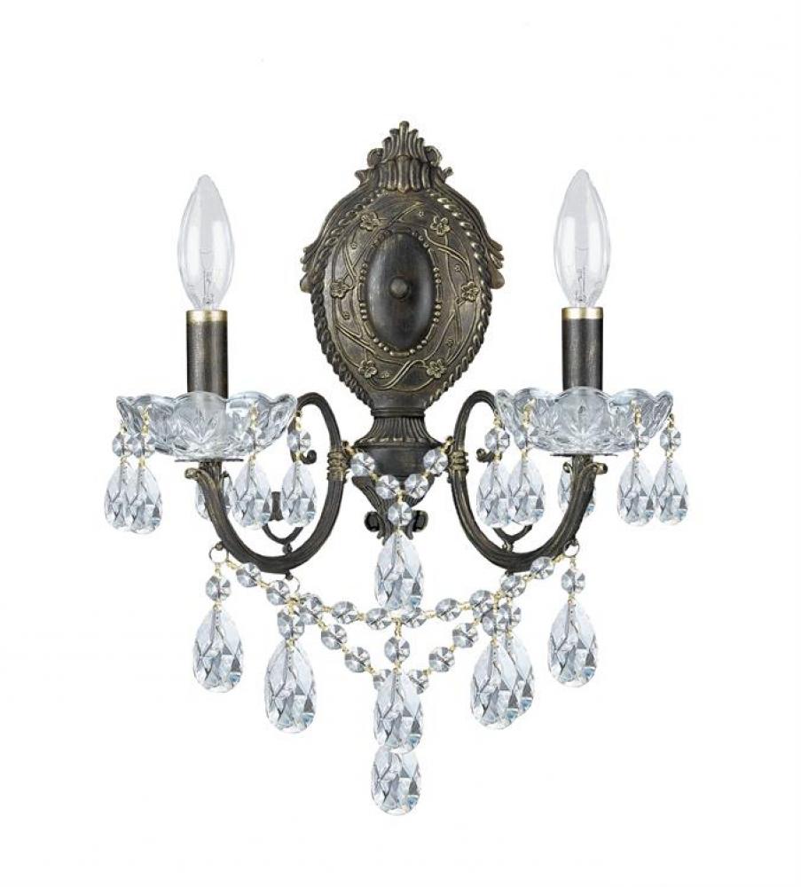 Legacy 2 Light Clear Italian Crystal English Bronze Sconce