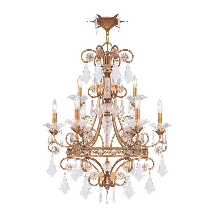 Nine Light Vienna Clear Hand Cut Glass Up Chandelier