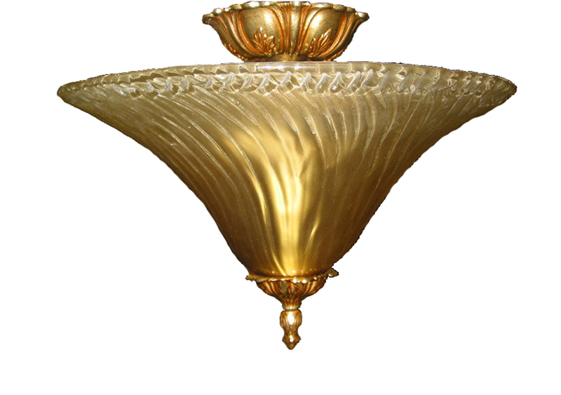 2 Light Gold Leaf Eclectic Ceiling Mount