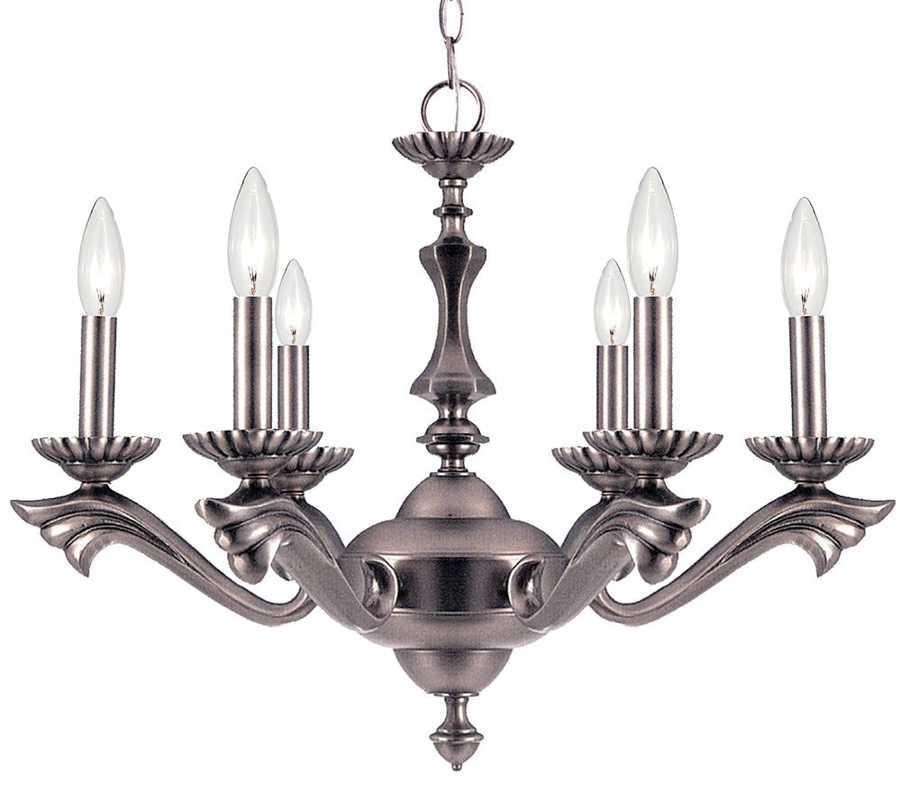 Crystorama 6 Light Pewter Chandelier Hang