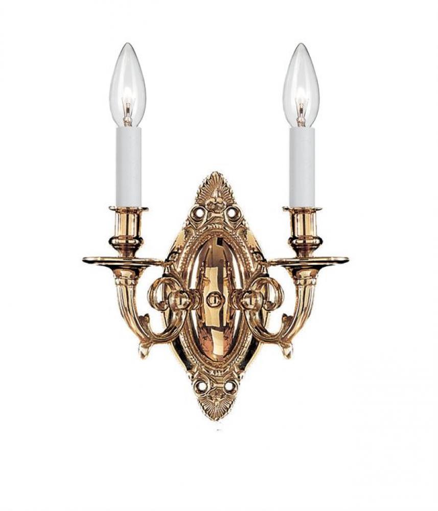 Crystorama 2 Light Polished Brass Cast Brass Wall Mount II