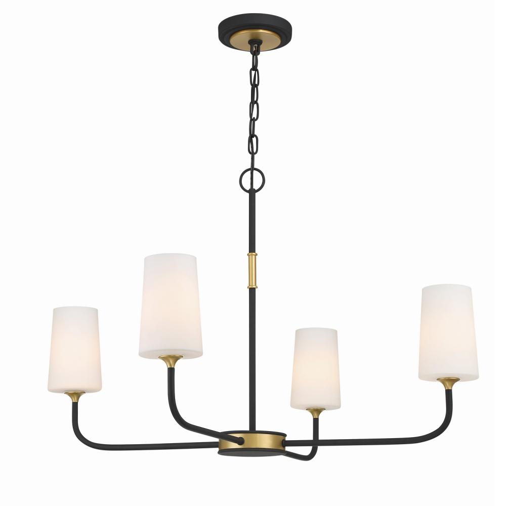 Niles 4 Light Black Forged + Modern Gold Chandelier