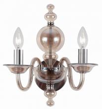 Crystorama 9842-CH-CG - Crystorama Harper 2 Light Cognac Glass Sconce