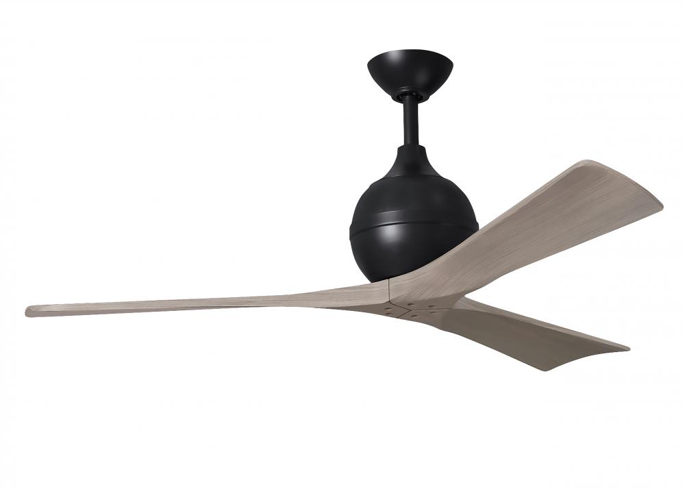 Irene-3 three-blade paddle fan in Matte Black finish with 52" gray ash tone blades.