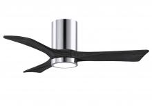  IR3HLK-CR-BK-42 - Irene-3HLK three-blade flush mount paddle fan in Polished Chrome finish with 42” solid matte bla