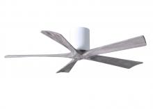  IR5H-WH-BW-52 - Irene-5H five-blade flush mount paddle fan in Gloss White finish with 52” solid barn wood tone b