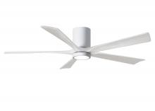  IR5HLK-WH-MWH-60 - IR5HLK five-blade flush mount paddle fan in Gloss White finish with 60” solid matte white wood b